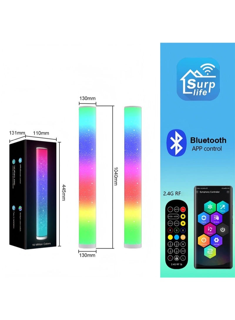 RGB LED Floor Lamp with Colorful Mood Lighting for Music and Rhythm, 12W for Gaming and Party Use,Bedroom Lighting 2-Piece Set with Remote Control  Corner lamp standing light - Image 3